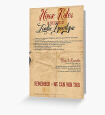 Zombie Apocalypse House Rules Redux Distressed Greeting Card
