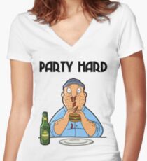 Teddy - Party Hard Women's Fitted V-Neck T-Shirt