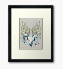 Mystical Sheep Skull - Blue Framed Print