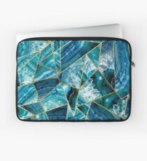 Türkis Navy Blue Achat Schwarz Gold Geometrische Dreiecke Laptoptasche