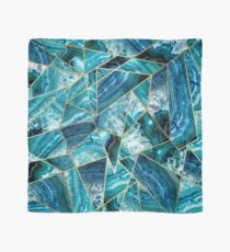 Turquoise Navy Blue Agate Black Gold Geometric Triangles Scarf