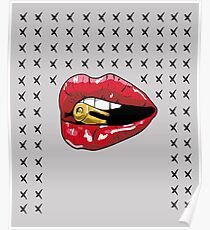 Beißen Sie die Bullet Red Lips Poster