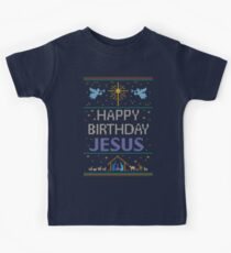 Hässliche Christmas Sweater - stricken von Oma - alles Gute zum Geburtstag Jesus - religiöse Christian - Purple Kinder T-Shirt