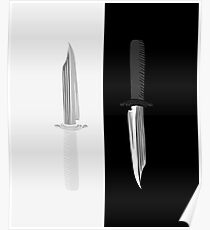 Double Dark + White Knives Illustration Poster