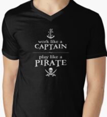 Work Like a Captain, Play Like a Pirate Men's V-Neck T-Shirt