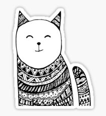 Smiling Cat Pen & Ink Zentagle Dictionary Art Sticker