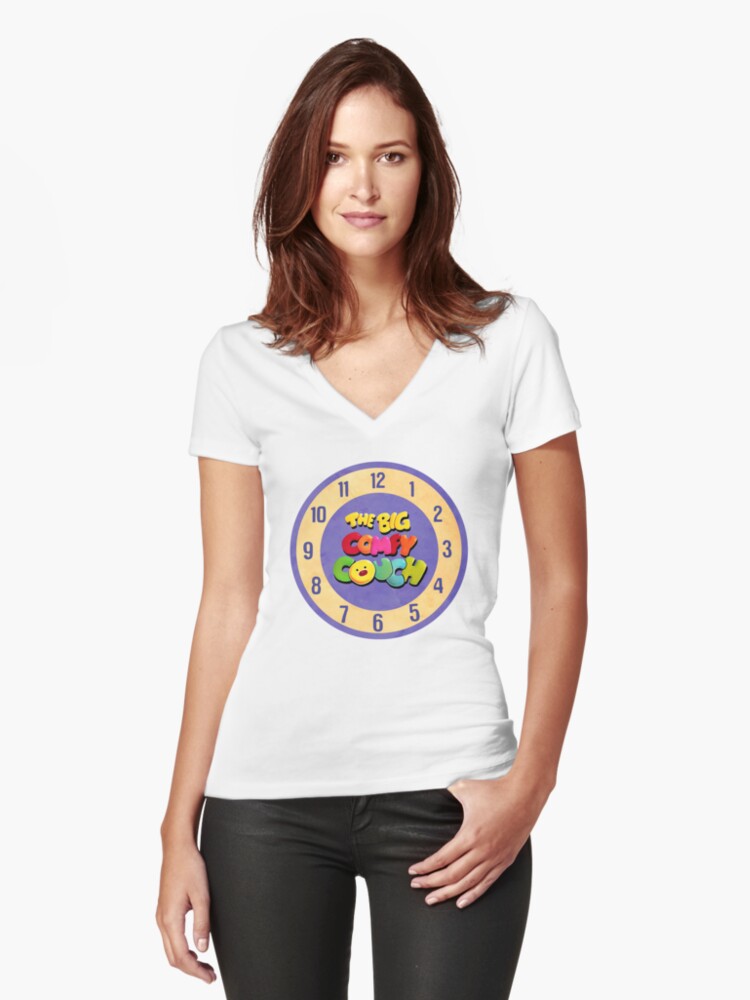 The Big Comfy Couch Clock Women S Fitted V Neck T Shirt By