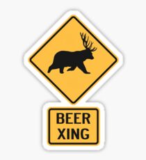 Bear Deer Beer Crossing Sticker