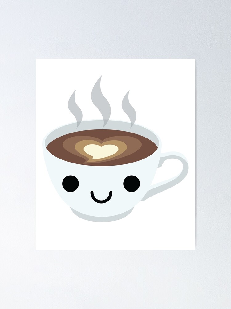 "Latte Art Coffee Emoji Happy Smiling Face" Poster by teeandmee Redbubble