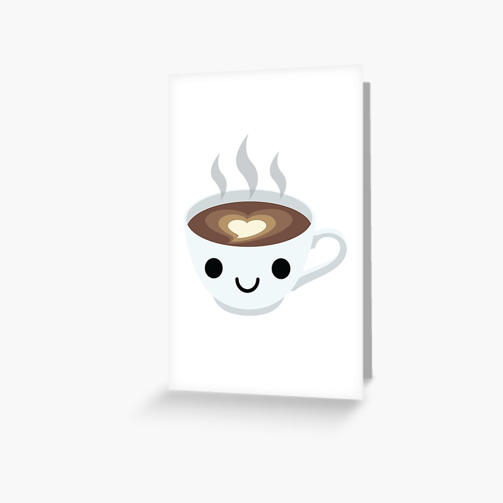 "Latte Art Coffee Emoji Happy Smiling Face" Greeting Card by teeandmee