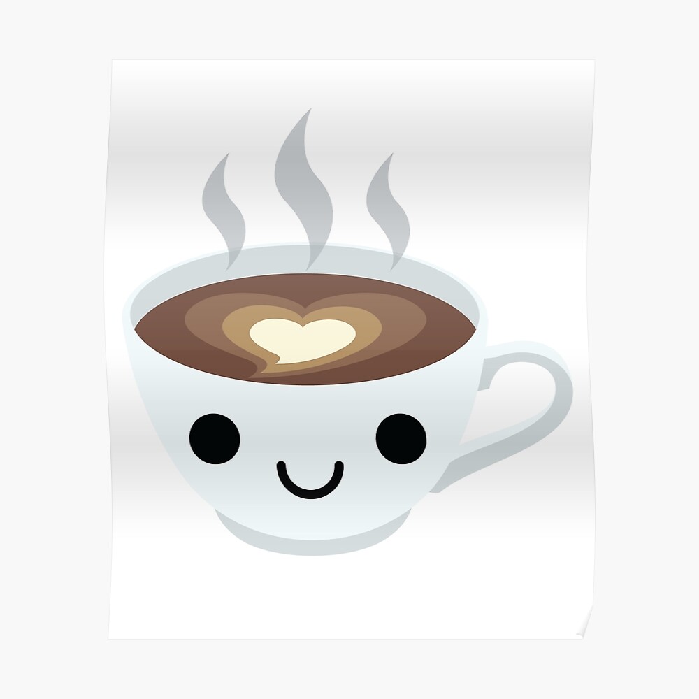 "Latte Art Kaffee Emoji glückliches lächelndes Gesicht" Poster von