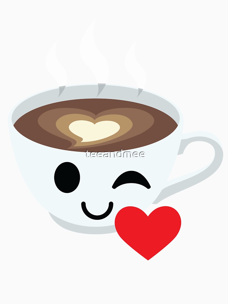 "Latte Art Coffee Emoji Flirt and Blow Kiss" Tshirt by teeandmee