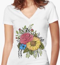 SUNFLOWER & ROSE Women's Fitted V-Neck T-Shirt