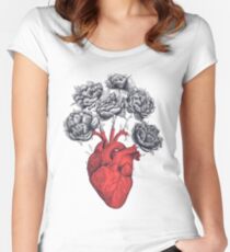 Heart with peonies Women's Fitted Scoop T-Shirt