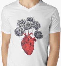Heart with peonies Men's V-Neck T-Shirt