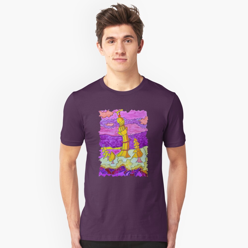 OCEAN ART COLORFUL LIGHTHOUSE LANDSCAPE Slim Fit T-Shirt