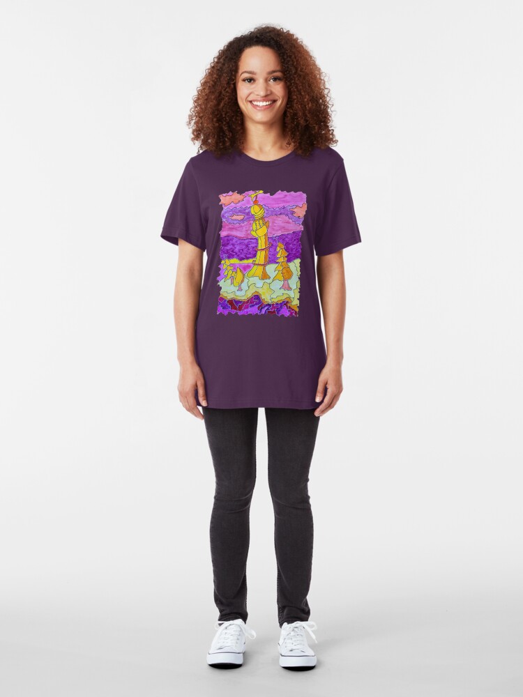 Alternate view of OCEAN ART COLORFUL LIGHTHOUSE LANDSCAPE Slim Fit T-Shirt