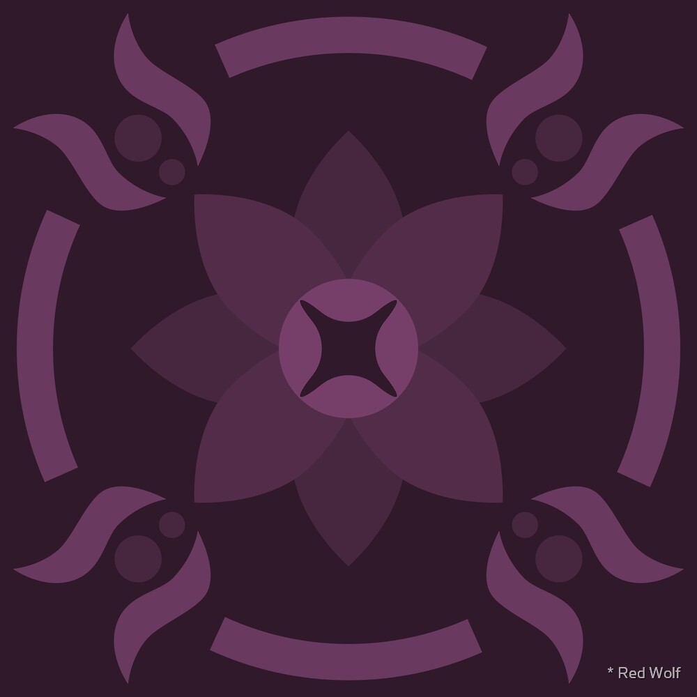 Geometric Pattern: Waterlily: Aubergine Dark by * Red Wolf