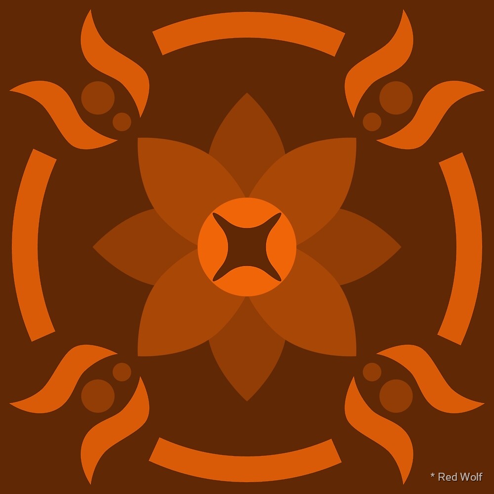 Geometric Pattern: Waterlily: Tangerine Dark by * Red Wolf