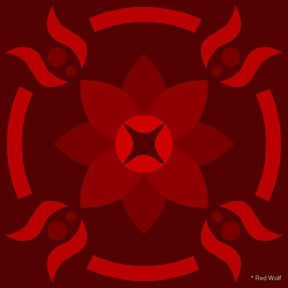 Geometric Pattern: Waterlily: Ruby Dark by * Red Wolf