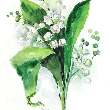 Lily of the Valley, Cyanotype Art, 4x6 Watercolor Paper