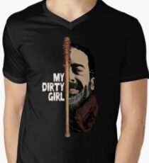 Schau mein schmutziges Mädchen an T-Shirt mit V-Ausschnitt für Männer