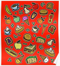 Cartoon Essen Rot Poster