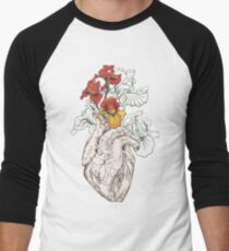 drawing Human heart with flowers Baseball ¾ Sleeve T-Shirt