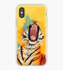 Wild Yawn - Tiger portrait, colorful tiger, animal illustration iPhone Case