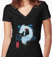 Camiseta entallada de cuello en V Princesa Mononoke Hime