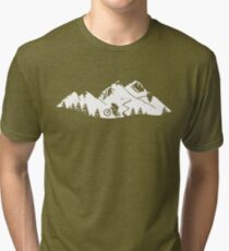 Wheelie in front of mountains Tri-blend T-Shirt