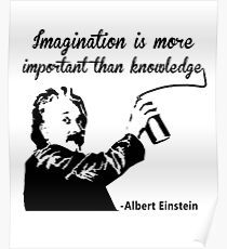 Póster Albert Einstein t shirt Imagination is more important than knowledge