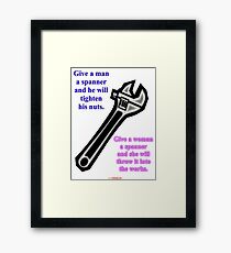 Give A Man A Spanner t-shirt design Framed Print