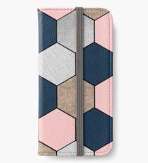 Navy and peach geometric hexagons iPhone Wallet/Case/Skin