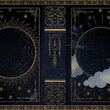 Artwork thumbnail, Mystical Dark Moon Vintage Style Grimoire (Blue, Gold) by Mondakranta