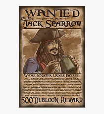 WANTED - Jack Sparrow Photographic Print