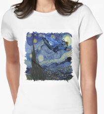 Starry Night Delorean Women's Fitted T-Shirt