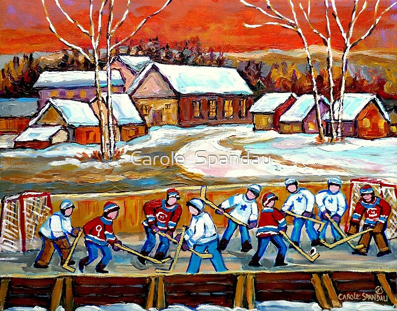 "FAMOUS CANADIAN PAINTINGS FOR SALE PONDD HOCKEY IN THE COUNTRY CAROLE