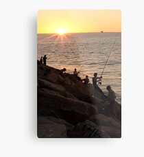 Fishing At Sunset Metal Print