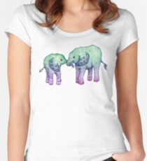 Baby-Elefant-Liebe Tailliertes Rundhals-Shirt
