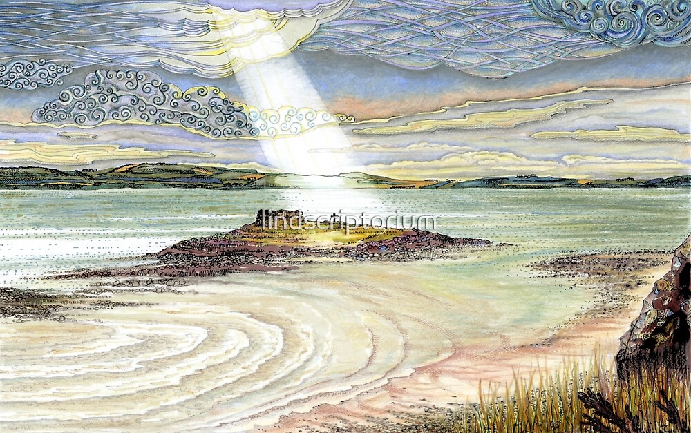 "St. Cuthbert's Island, Holy Island" by lindscriptorium Redbubble