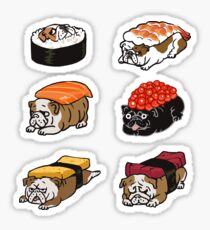 Sushi English Bulldog Sticker