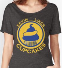 Kevin Likes Cupcakes (Yellow/Blue) Women's Relaxed Fit T-Shirt