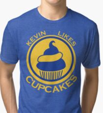 Kevin Likes Cupcakes (Yellow/Blue) Tri-blend T-Shirt