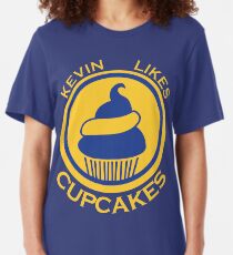 Kevin Likes Cupcakes (Yellow/Blue) Slim Fit T-Shirt