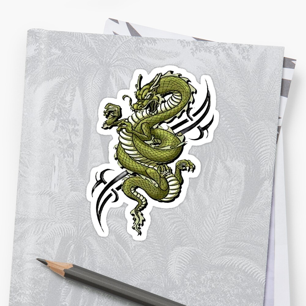  Green Dragon Motif  Sticker by darbydragons Redbubble