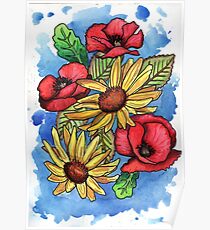 Watercolor Flowers Poster