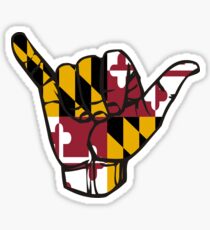 Shaka hand with MD flag Sticker