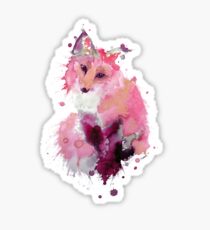 Pastel Pink Watercolor Fox Sticker