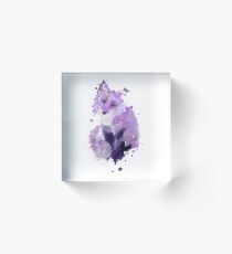 Pastel Purple Watercolour Fox Acrylic Block